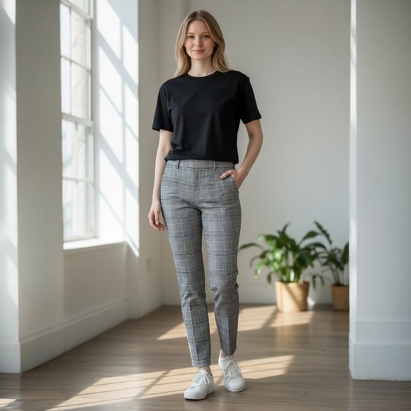 H&M Pants - Women's Plaid Tailored Pants Slim Fit Ankle Length Women's Trousers Sz 29